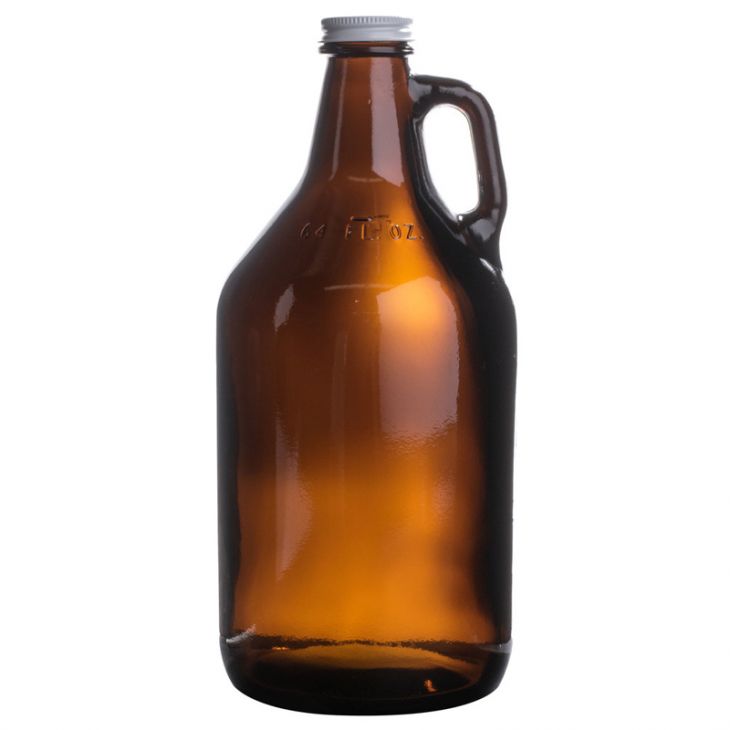 32 oz Custom Mini Amber Growler with Closure Cap Included main image